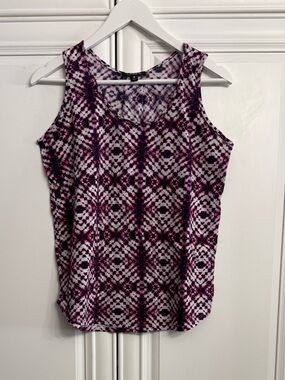 George Size Medium Sleeveless Top Multi-tonal Purple Abstract Print Scoop Neck